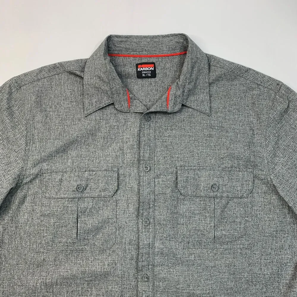 Karbon Shirt Mens XL Extra Large Graphite Grey Short Sleeve Chest Flap Pockets